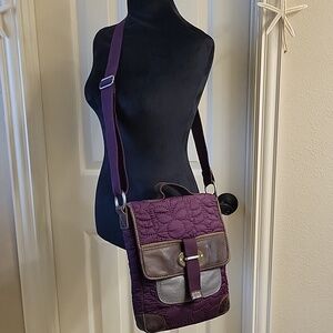 Fossil Quilted Purple and Brown Crossbody Bag